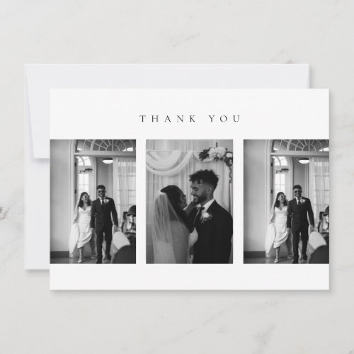 Classic Modern Wedding Photo Collage Thank You Card
