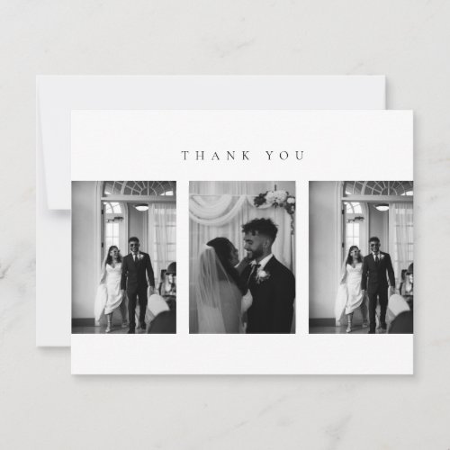 Classic Modern Wedding Photo Collage Thank You Card