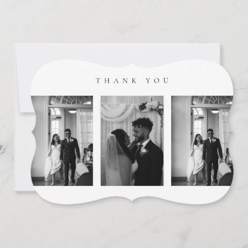 Classic Modern Wedding Photo Collage Thank You Card