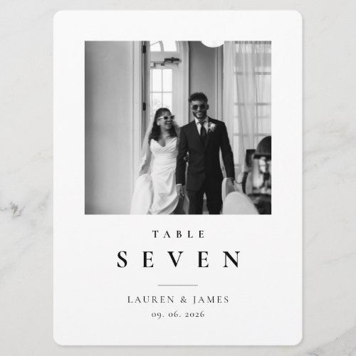 Classic Modern Wedding Photo Table Number Card