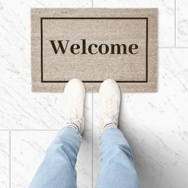 Classic Modern Welcome Minimalist Boarder Fiber Doormat (Insitu)