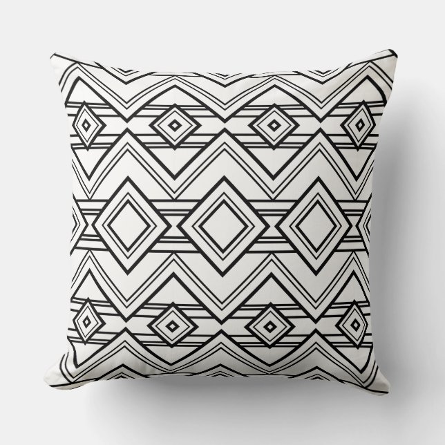 Classic Monochrome Checkered Elegance Throw Pillow (Front)