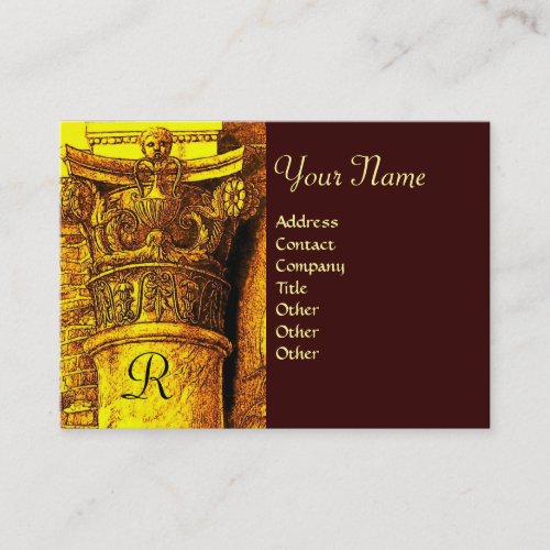 CLASSIC MONOGRAM 2 bright red yellow brown Business Card