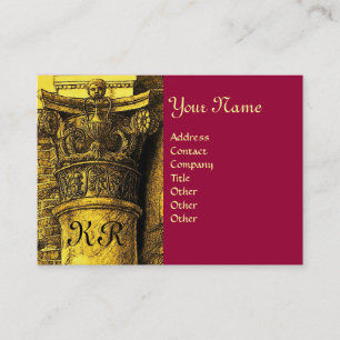 CLASSIC MONOGRAM 2 bright red yellow Business Card