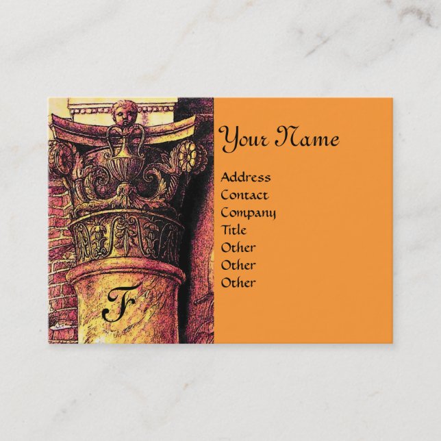 CLASSIC MONOGRAM 2 bright red yellow Business Card (Front)