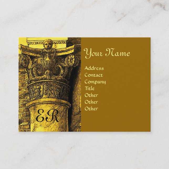 CLASSIC MONOGRAM 2 bright red yellow Business Card (Front)