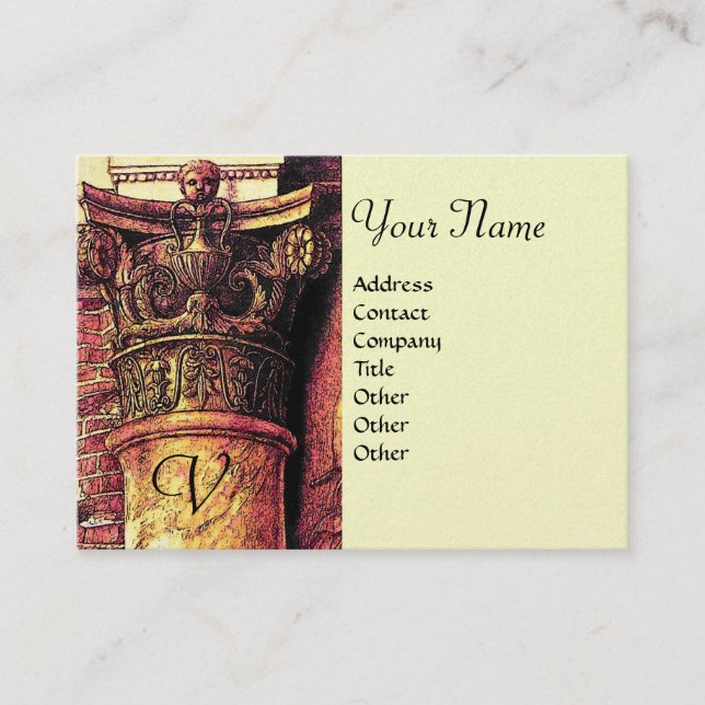 CLASSIC MONOGRAM 2 bright red yellow,gold metallic Business Card (Front)