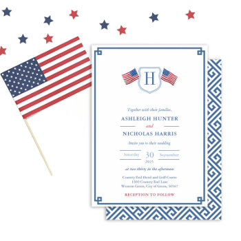 Classic Monogram 4th Of July Wedding Invitation by DulceGrace at Zazzle