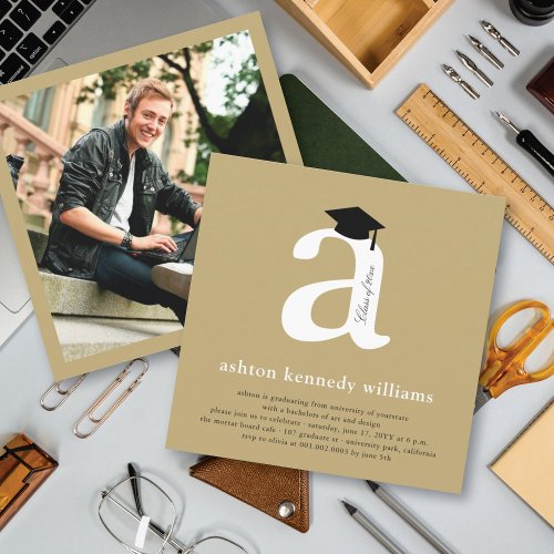 Monogram Alphabet Graduate Graduation Photo Party Announcements