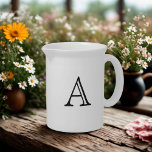 Classic Monogram Alphabet Letter Beverage Pitcher<br><div class="desc">A classic monogram in a faux engraved style font on this pitcher. Suitable for any gifting occasion.</div>