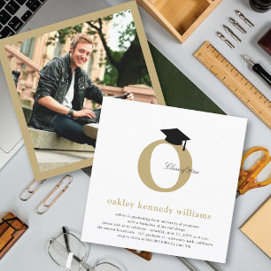 Classic Monogram Alphabet O Photo Graduation Party Invitation
