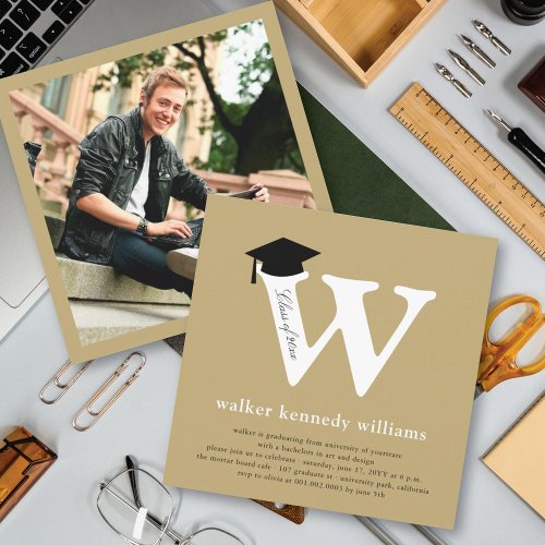 Monogram Alphabet Graduate Graduation Photo Party Personalized Invite