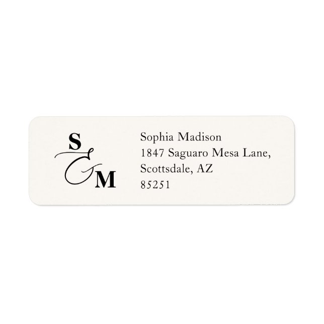 Classic Monogram Ampersand Wedding Return Address Label (Front)