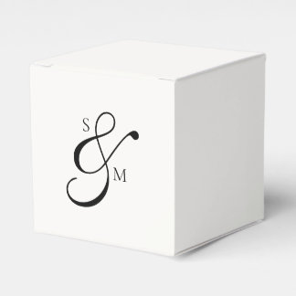 Classic Monogram Ampersand White Wedding Favor Boxes