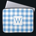 Classic Monogram Baby Blue Gingham Plaid Pattern Laptop Sleeve<br><div class="desc">Protect your laptop with a neoprene sleeve featuring light blue, white, and baby blue squares in a classic buffalo plaid with a custom monogram within a white square in the center. Customize it with your initial in the sidebar. Other laptop sleeve sizes also available. To see the design Light Blue...</div>