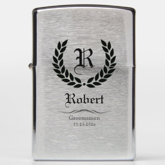 Classic Monogram Best Man Black Groomsmen Gifts Zippo Lighter