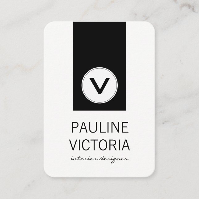 Classic Monogram / Black Accent Business Card (Front)