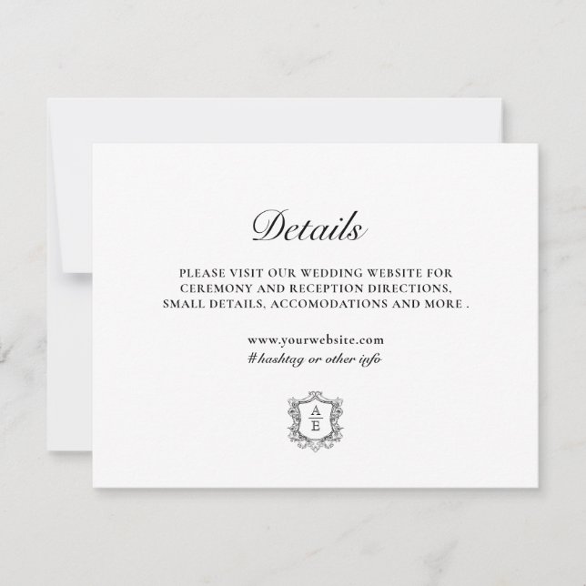 Classic Monogram Black and White Enclosure Card (Front)
