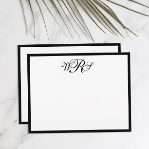 Classic Monogram Black and White Note Card