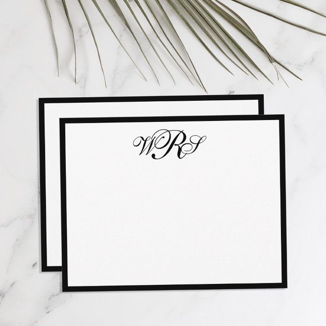 Classic Monogram Black and White Note Card (Creator Uploaded)