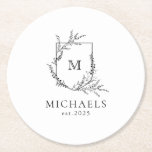 Classic Monogram Black and White  Round Paper Coas Round Paper Coaster<br><div class="desc">Custom Monogrammed Black and White Coasters</div>