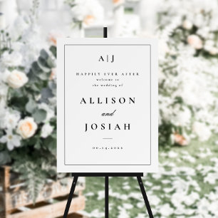 Classic Monogram Black and White Wedding Welcome Foam Board