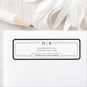 Classic Monogram Black Border Address Label
