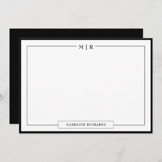 Classic Monogram Black Border Stationery Note Card