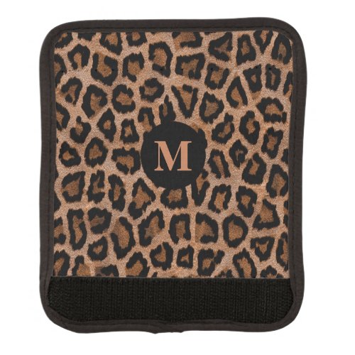 Classic Monogram Black  Brown Leopard Spot Print Luggage Handle Wrap