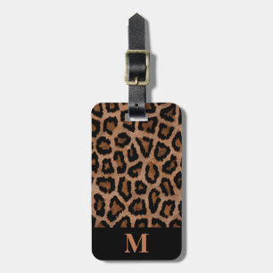 Classic Monogram Black / Brown Leopard Spot Print Luggage Tag