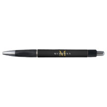 Classic Monogram Black Gold Elegant Initial Name