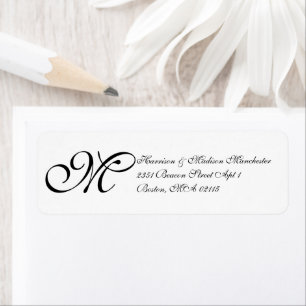 Classic Monogram black white custom elegant chic Label