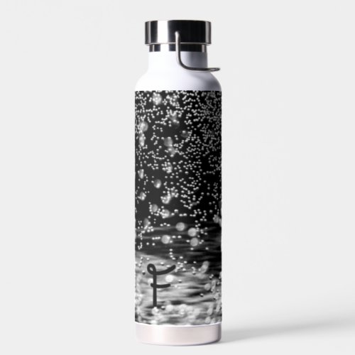 Classic Monogram Black White Elegant Water Bubbles Water Bottle
