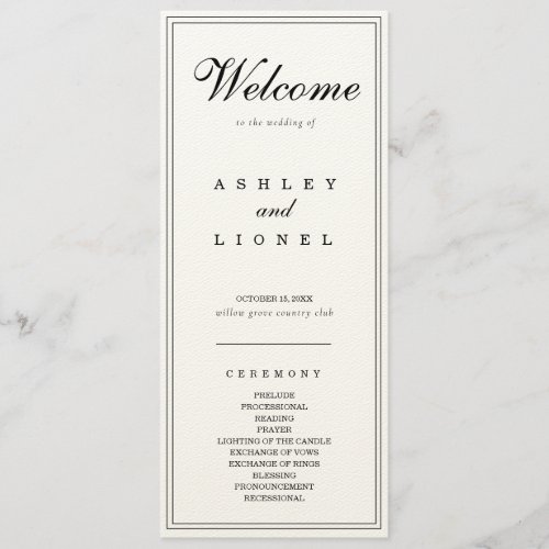 Classic Monogram Black  White Simple Wedding Program