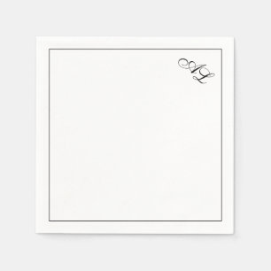 Classic Monogram Black & White Traditional Wedding Napkins