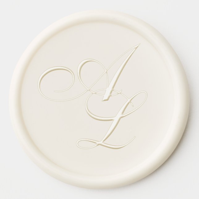 Classic Monogram Black & White Traditional Wedding Wax Seal Sticker (Front)