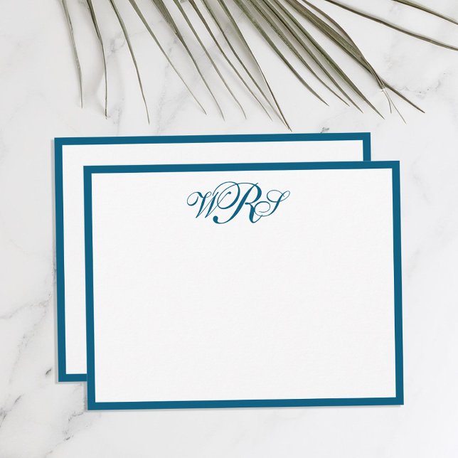 Classic Monogram Blue Note Card (Creator Uploaded)