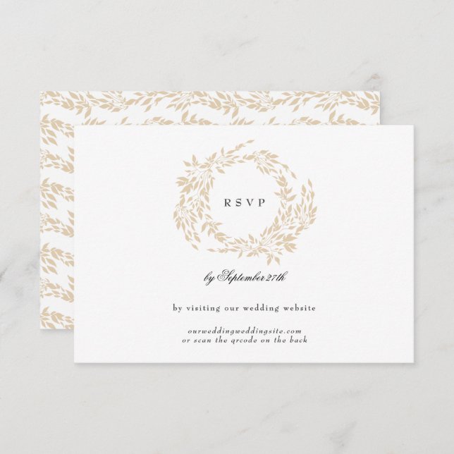 Classic Monogram Blush Crest Wedding Website RSVP Card (Front/Back)