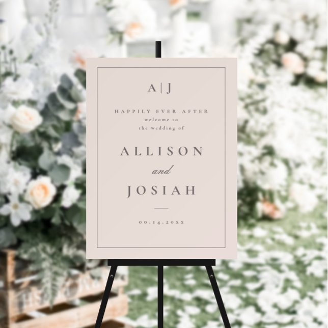Classic Monogram Blush Pink Wedding Welcome Foam Board (Creator Uploaded)