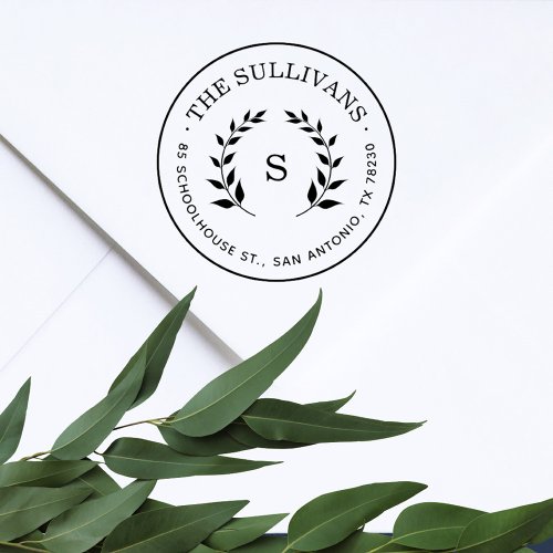 Classic Monogram Botanical Elegant Return Address Self_inking Stamp