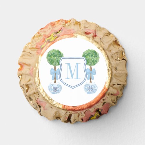 Classic Monogram Boxwood Pale Blue Boy Baby Shower Reeses Peanut Butter Cups