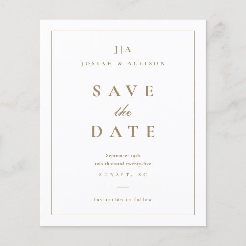 Classic Monogram Budget Save the Date