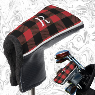 Classic monogram buffalo plaid gift for dad golf head cover