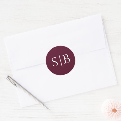 Classic Monogram Burgundy Wedding Envelope Seal