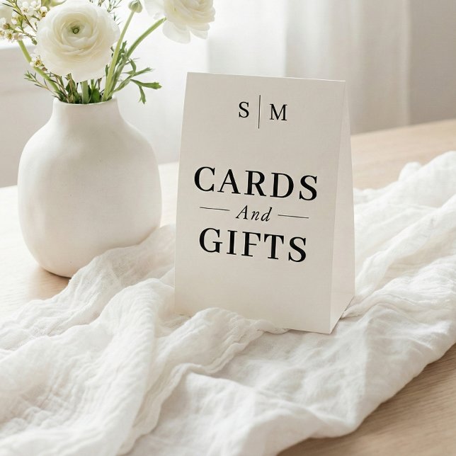 Classic Monogram Cards Gifts White Wedding Paper Table Tent (Creator Uploaded)