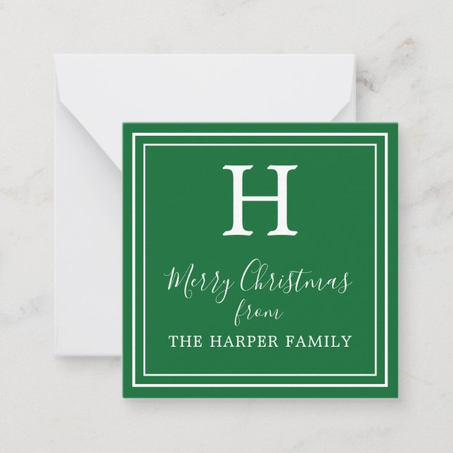 Classic Monogram Christmas Gift Enclosure Cards (Front)