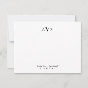 Classic Monogram Couple Initials Custom Wedding Note Card