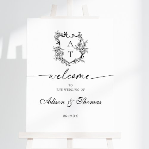 Classic Monogram Crest Wedding Welcome Foam Board