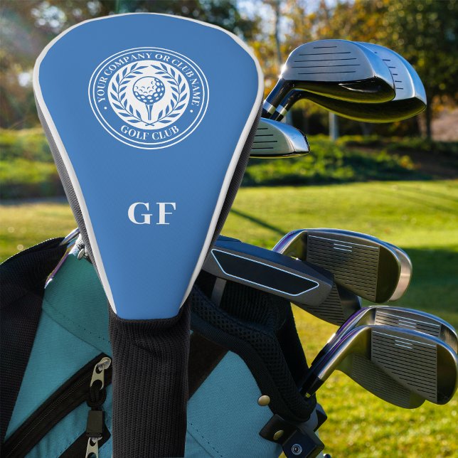 Classic Monogram Custom Name Blue Golf Head Cover (Creator Uploaded)