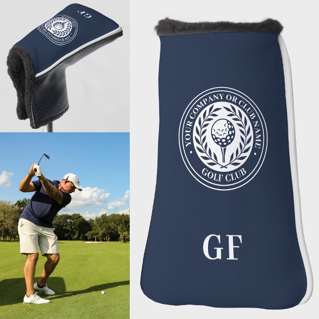 Classic Monogram Custom Name Dark Blue Putter Golf Head Cover (Creator Uploaded)